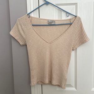 Urban Outfitters Cream Ribbed Crop Top